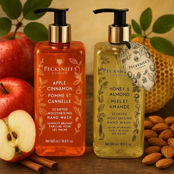 2x Pecksniff’s Apple Cinnamon & Honey Almond Hand Wash Set • Cozy Luxe Soaps - Picture 1 of 4